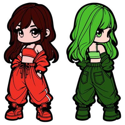 girl in crop top and baggy pants