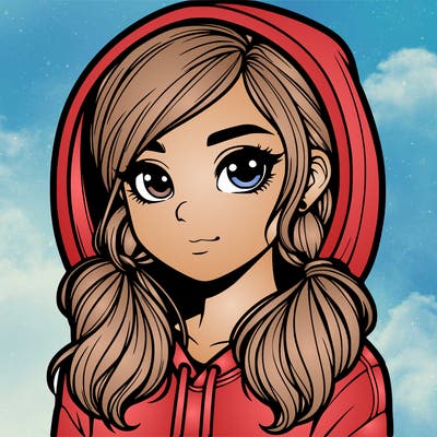 realistic girl wearing a hoodie and low pigtails