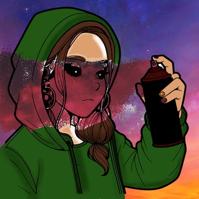 a realistic girl, spray painting