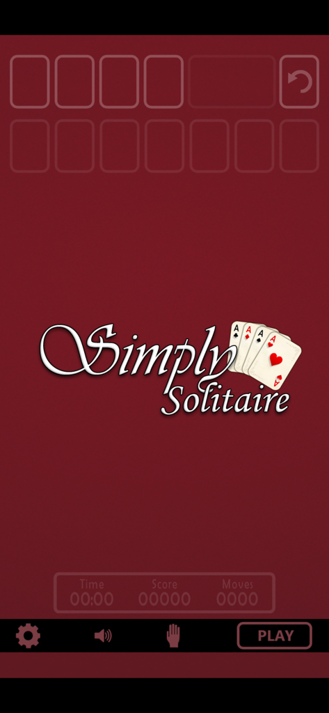 Simply Solitaire - Simply Solitaire home screen showing the game logo and play button on a red background