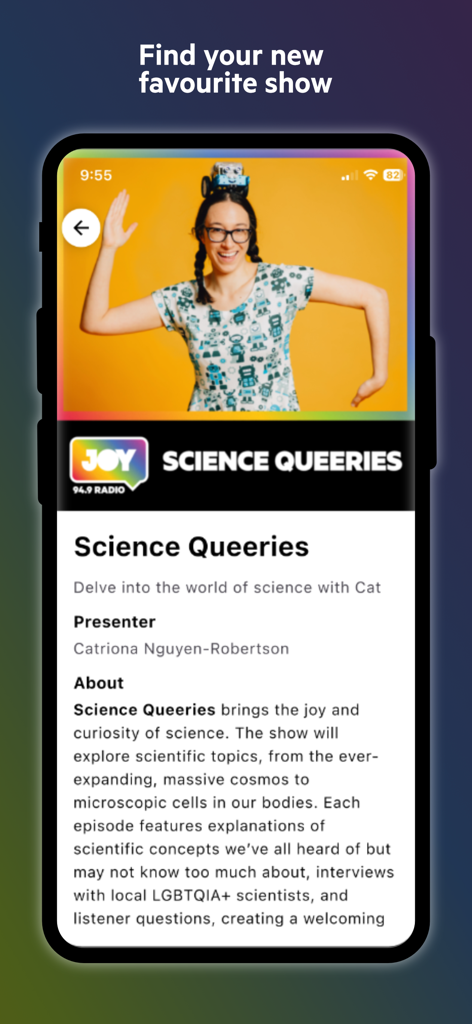 Science Queeries show description on the JOY 94.9 app