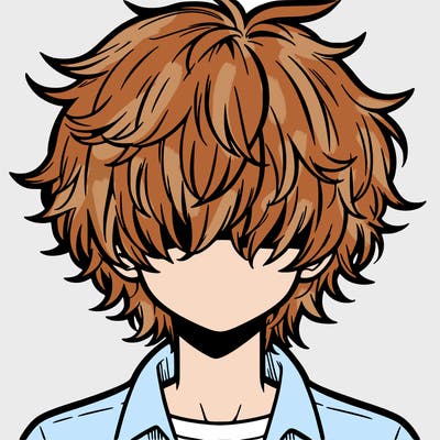 manga boy fluffy hair covering his eyes