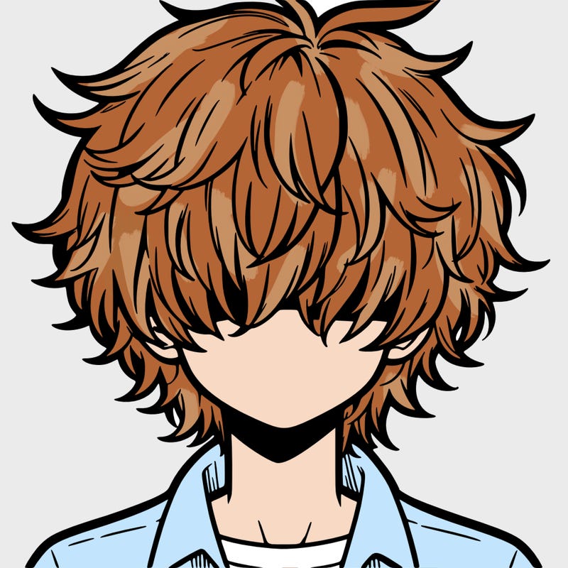 manga boy fluffy hair covering his eyes