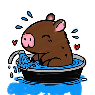capybara taking a bath