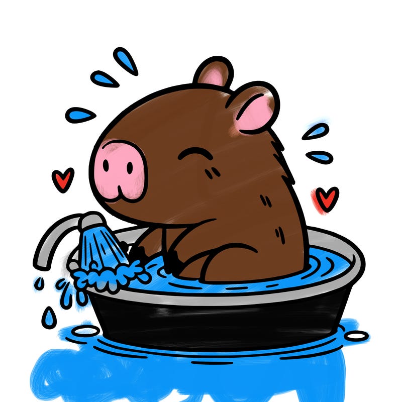 capybara taking a bath