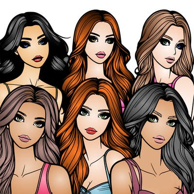 a group of realistic girls