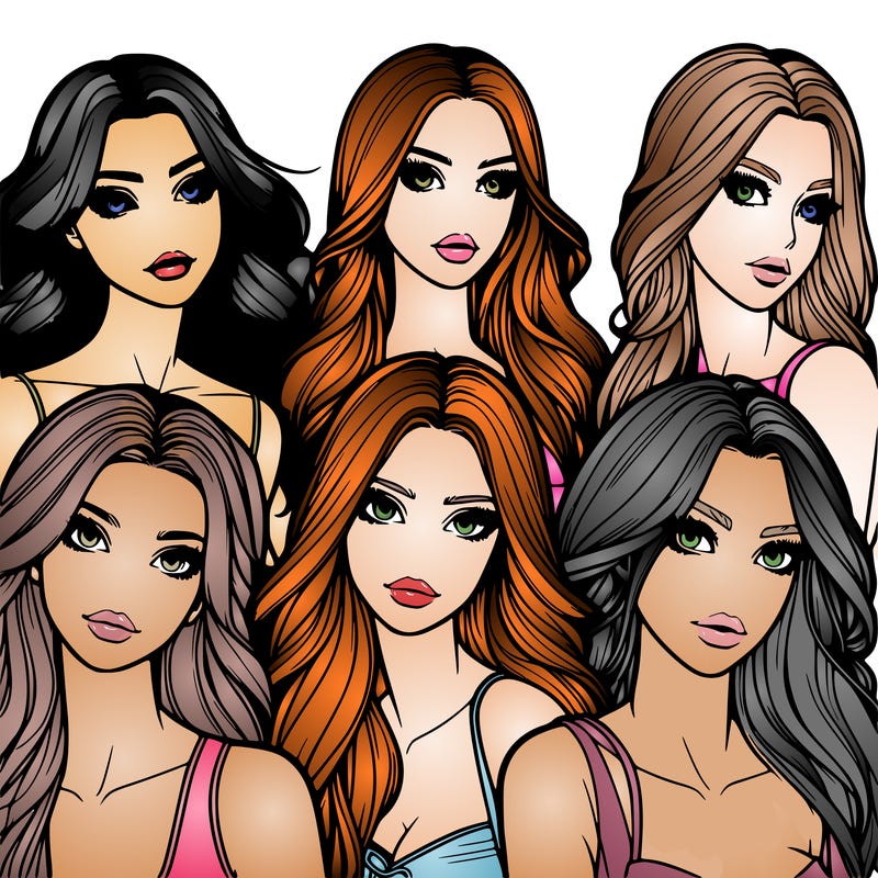 a group of realistic girls