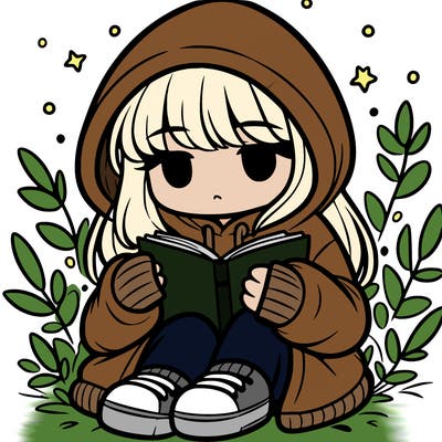 girl in oversized hoodie reading a book