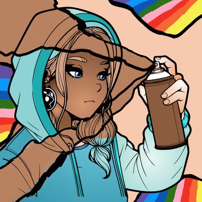 a realistic girl, spray painting