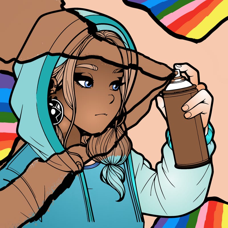 a realistic girl, spray painting