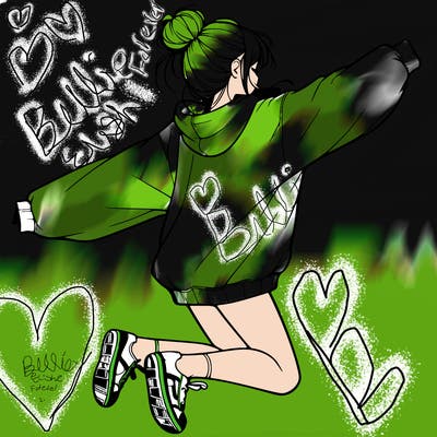 realistic girl jumping with a bun and oversized sweatshirt