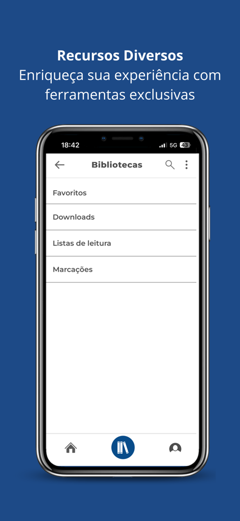Biblioteca Digital Senac - Interface of Biblioteca Digital Senac showing library management options like favorites and downloads.