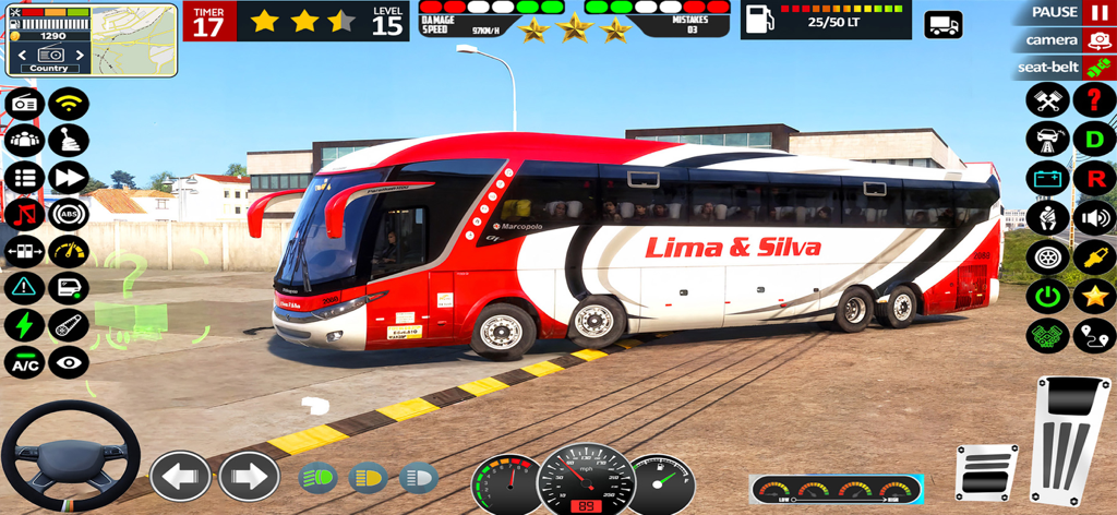 Public Bus Simulator Game 2025 - Gameplay screenshot of Public Bus Simulator Game 2025 showing a red and white bus and driving interface