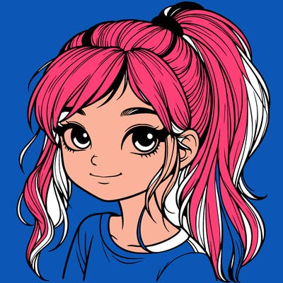 realistic girl with ponytail