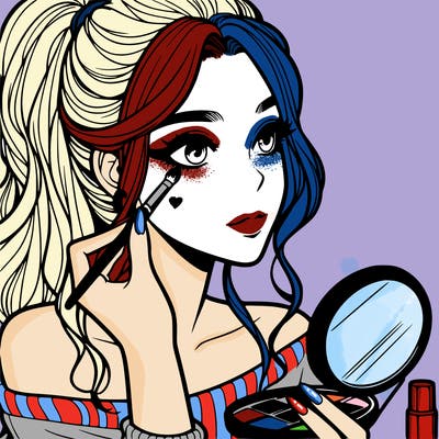 a realistic girl doing her makeup