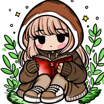 girl in oversized hoodie reading a book