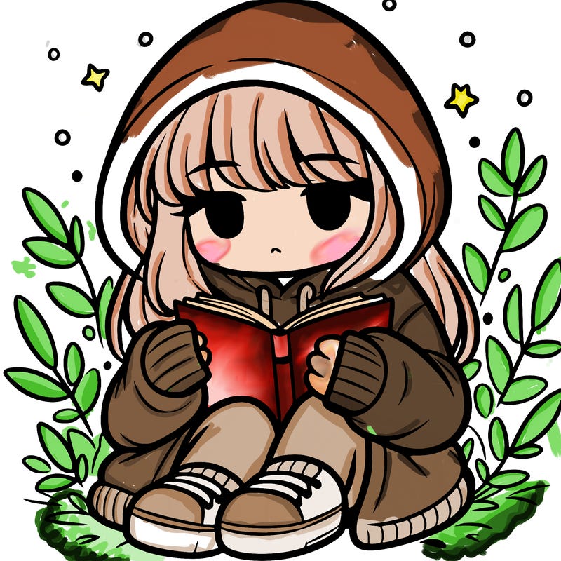 girl in oversized hoodie reading a book
