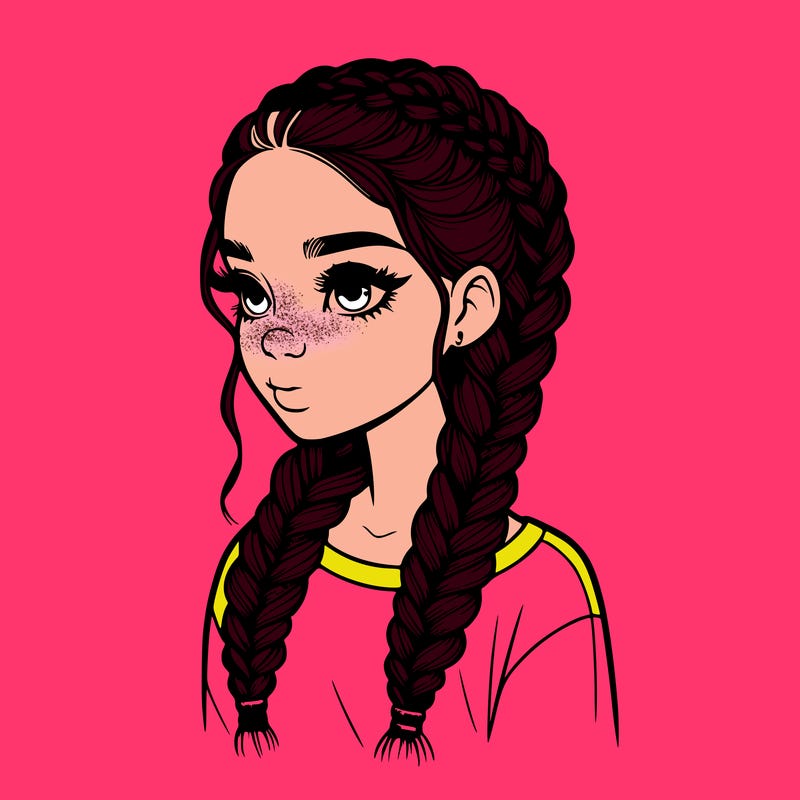 realistic girl with braids