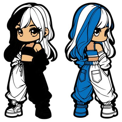 girl in crop top and baggy pants