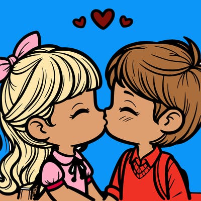 boy and girl kissing