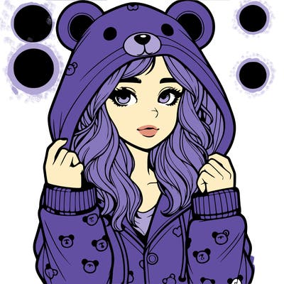 realistic girl in a animal pjs hoodie