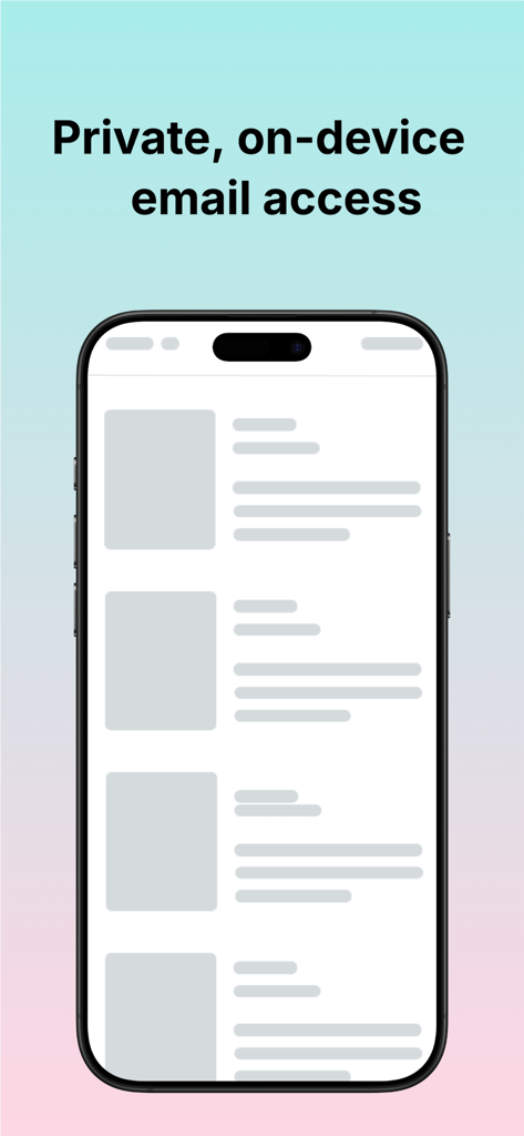 PST Mail Viewer - Un smartphone que muestra la interfaz de PST Mail Viewer con el texto Acceso privado a correos electrónicos en el dispositivo.