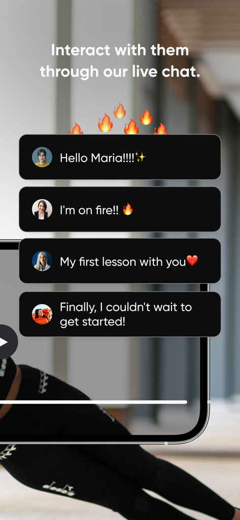 Buddyfit: Exercise at Home - Buddyfit app live chat interface showing user interaction during a home workout class