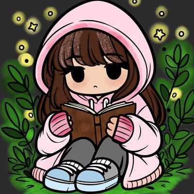 girl in oversized hoodie reading a book