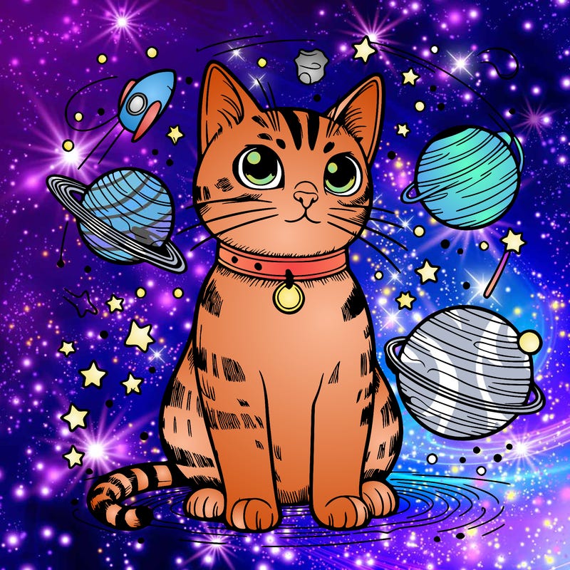 realistic cat in space