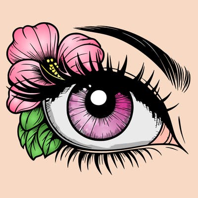 realistic eye with flower