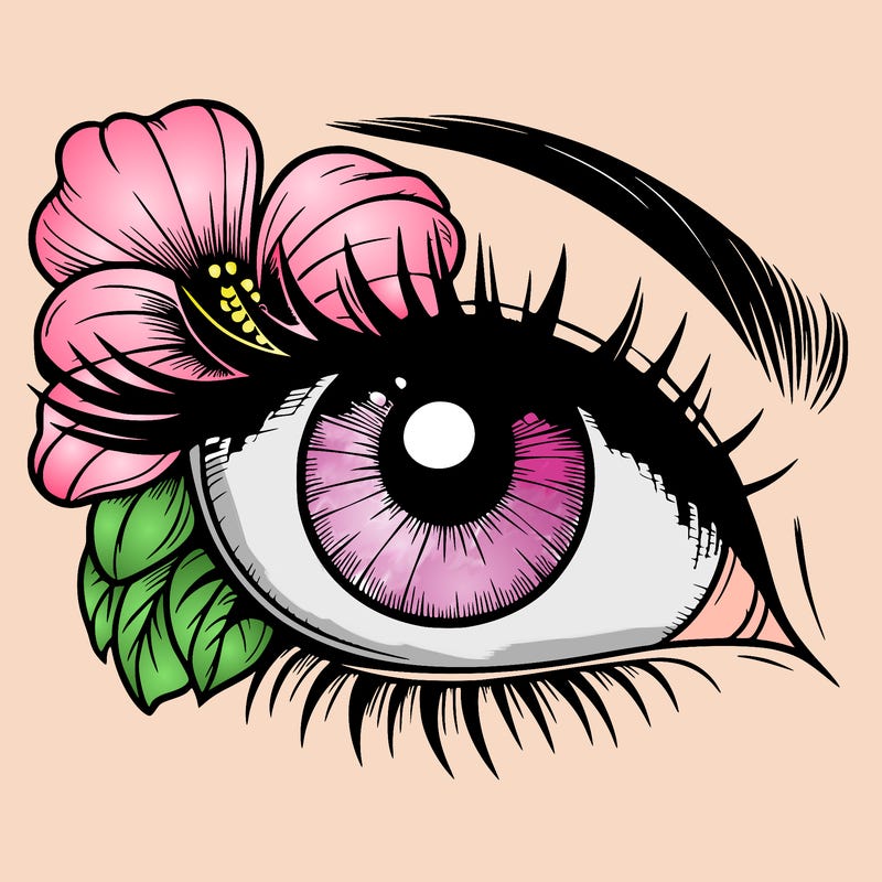 realistic eye with flower