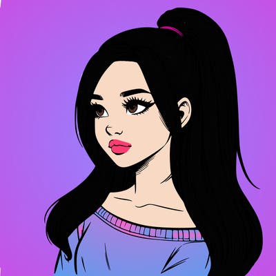 realistic girl with a high ponytail