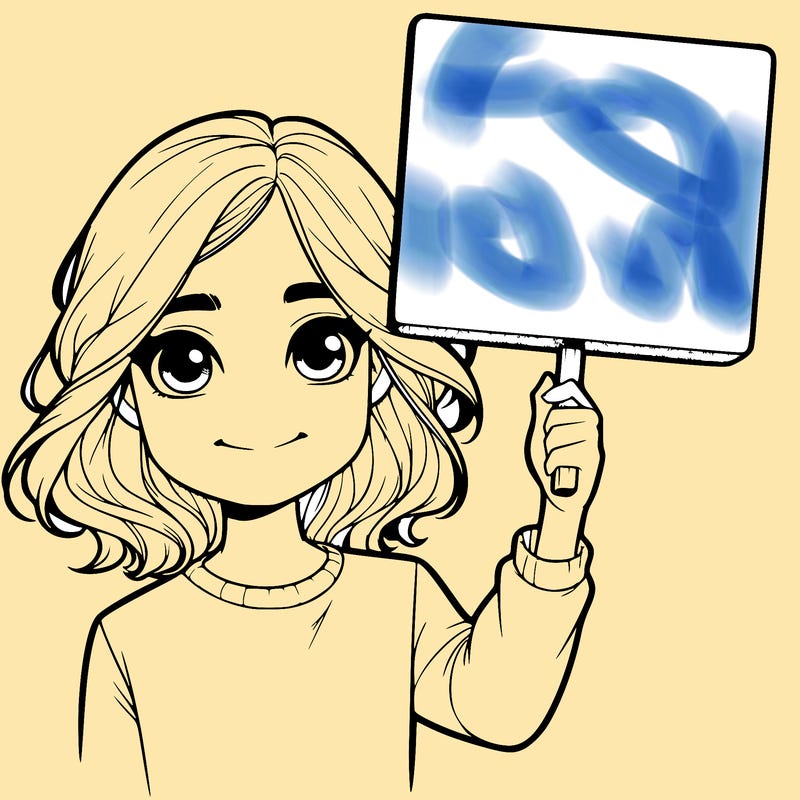 realistic girl holding up a sign