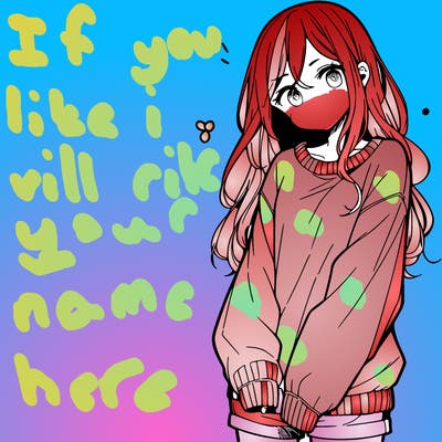 manga teen girl  in a sweater and baggy pants