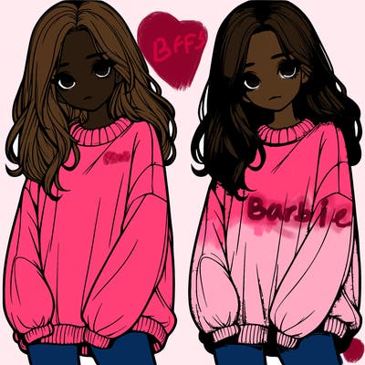 realistic girl with baggy sweater