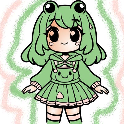 a girl with a froggy outfit