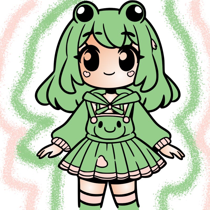 a girl with a froggy outfit
