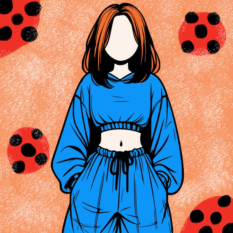 realistic girl faceless with baggy pants and a crop top