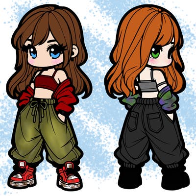 girl in crop top and baggy pants