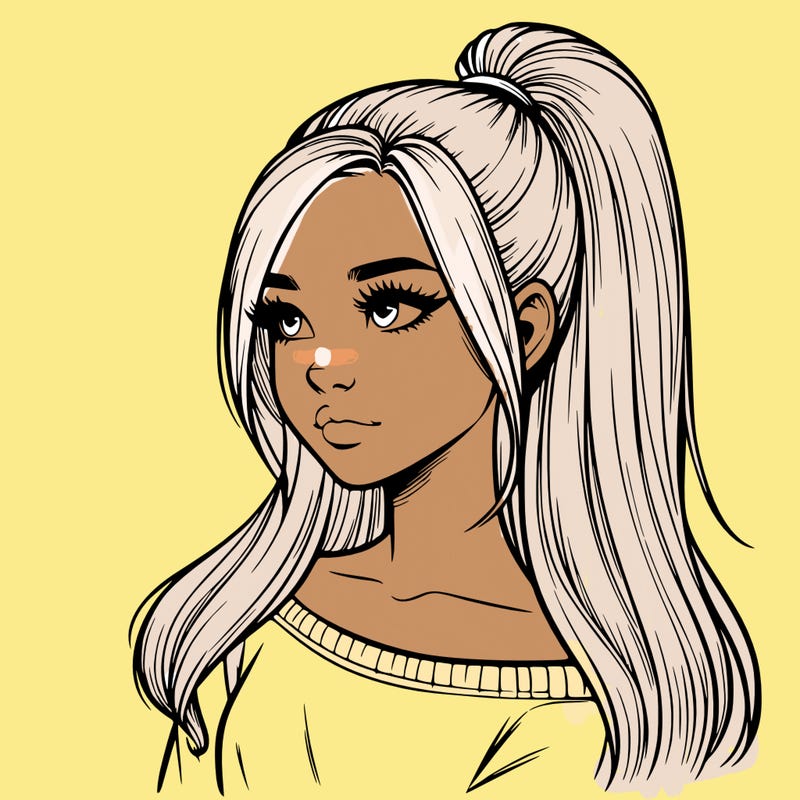 realistic girl with a high ponytail