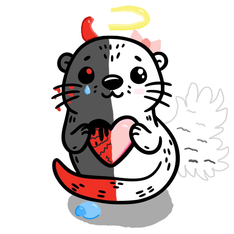 otter with a heart