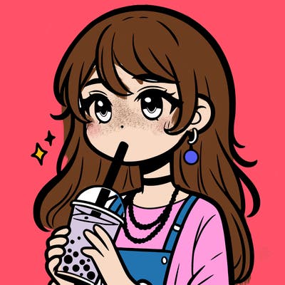 teenage girl drinking boba