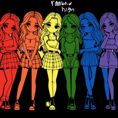 a group of girls realistic