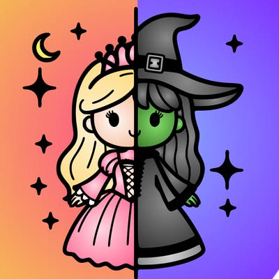 split princess and witch