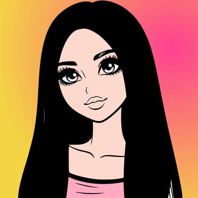 realistic girl with straight and long hair