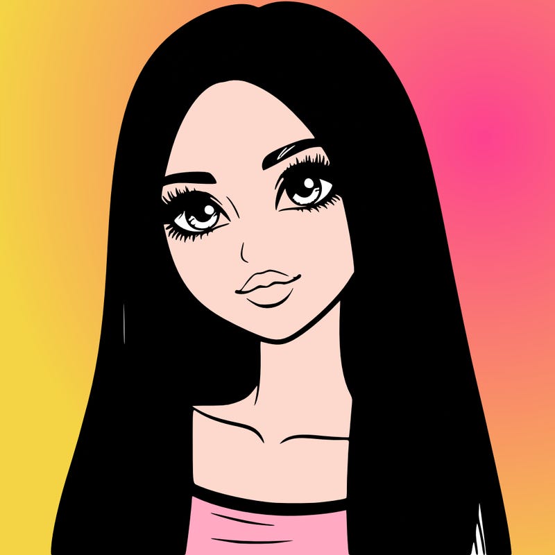 realistic girl with straight and long hair