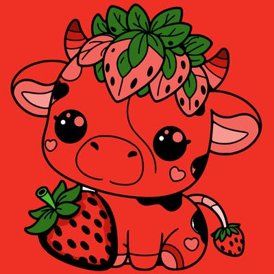 cute strawberry cow