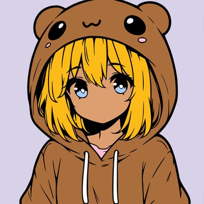 anime cute girl with hoodie