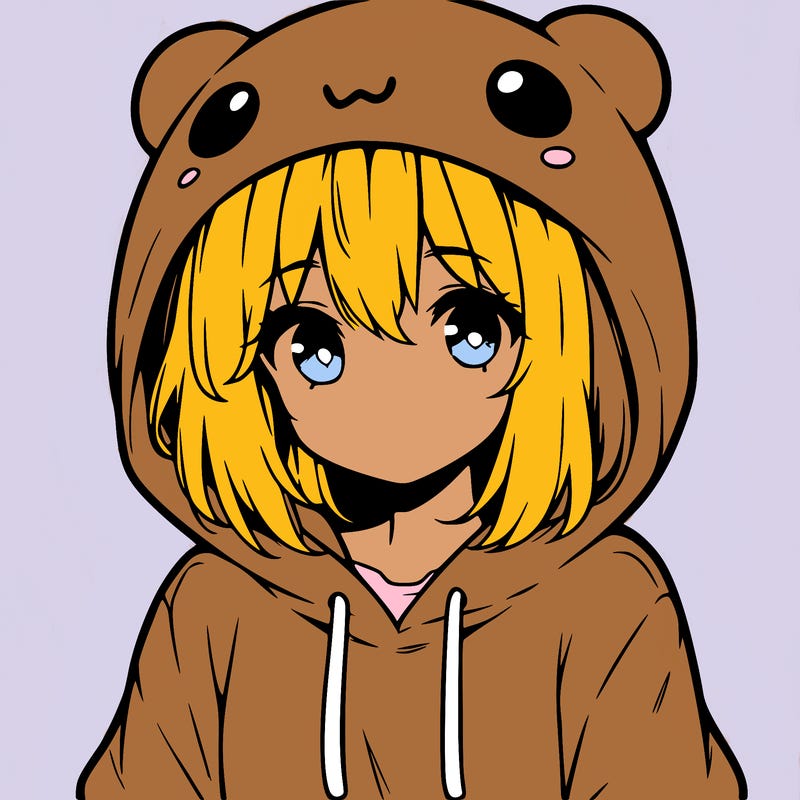 anime cute girl with hoodie