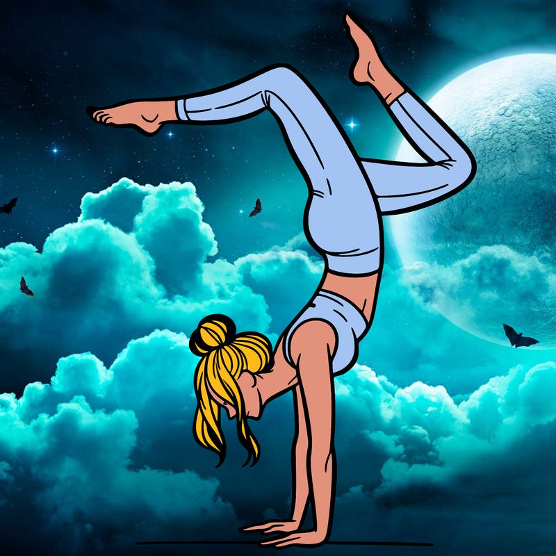 a woman doing a handstand